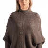 Bubu Charcoal Knitted High Neck Poncho