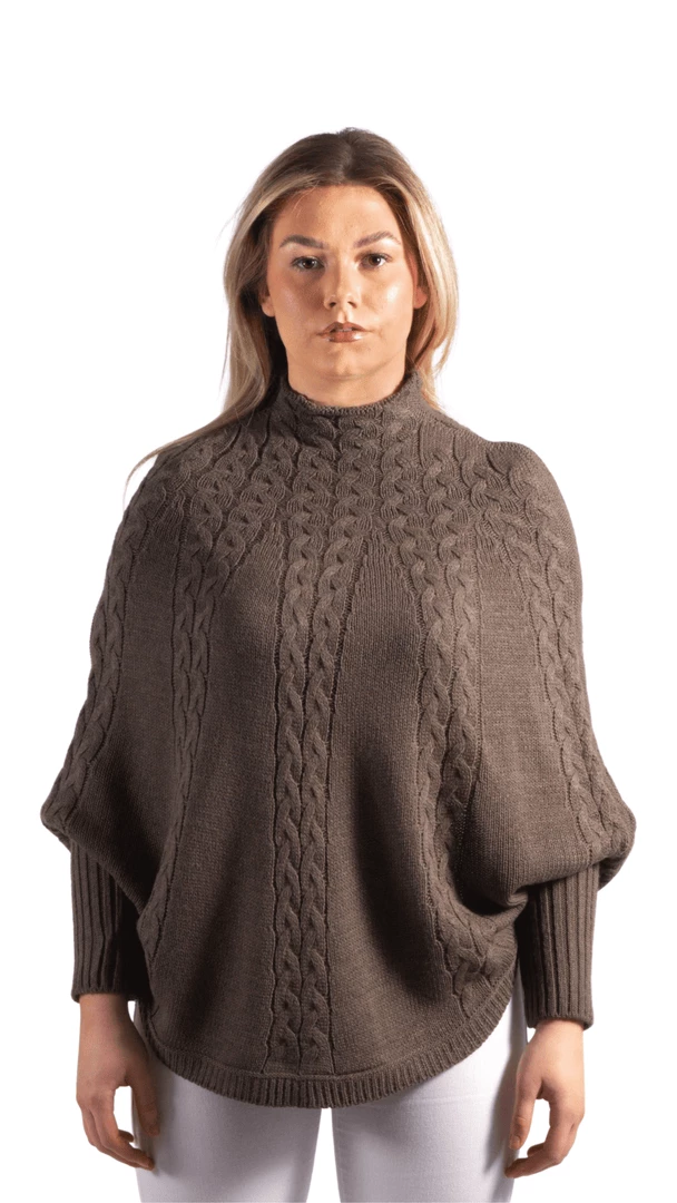 Bubu Charcoal Knitted High Neck Poncho 3 Bubu Charcoal Knitted High Neck Poncho