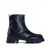 Bubu Black PU Stretch Zipper Boot Shoes