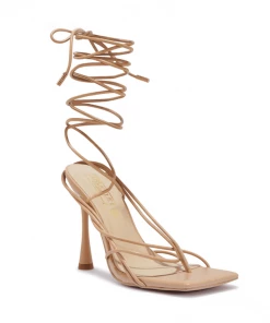 Bubu Square Toe PU Tie Up Heels