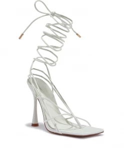 Bubu Square Toe PU Tie Up Heels