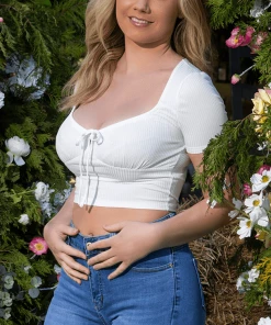 Bubu Tie Front Ribbed Crop Top Tops