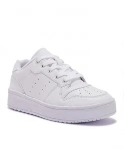 Bubu Clothing White PU Basic Lace Up Trainer