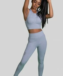 Bubu Grey Gym Legging With Matching Crop Gymwear & Joggers
