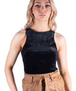 Bubu Tops Black Velvet Bodysuit