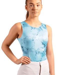 Bubu Tops Blue Tie Dye Slinky Bodysuit