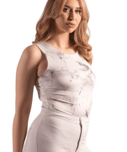 Bubu White Tie Die Slinky Bodysuit Tops