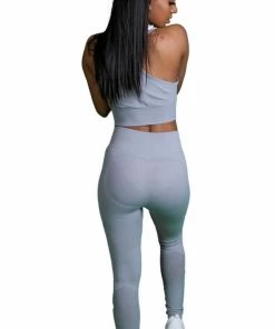 Bubu Grey Gym Legging With Matching Crop Gymwear & Joggers