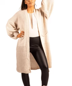 Bubu Knitwear Balloon Sleeve Cardigan Stone