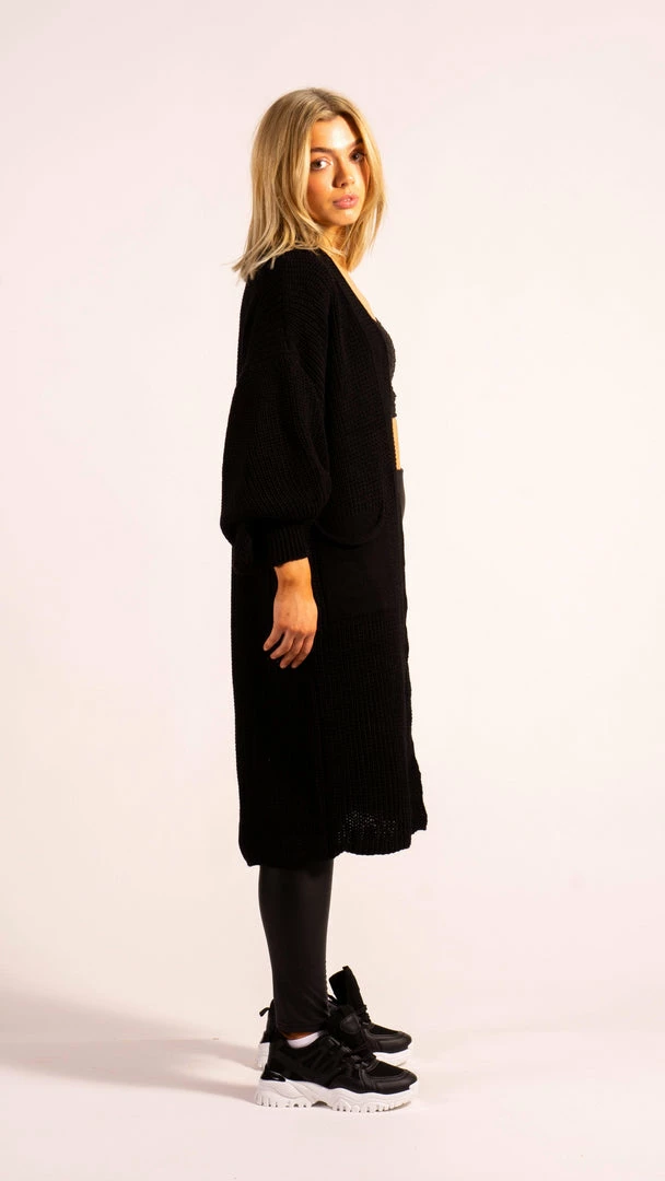 Bubu Balloon Sleeve Cardigan Black Knitwear 4 Bubu Balloon Sleeve Cardigan Black Knitwear