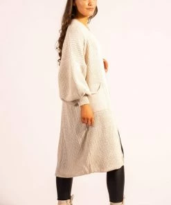 Bubu Knitwear Balloon Sleeve Cardigan Stone