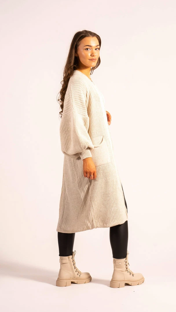 Bubu Knitwear Balloon Sleeve Cardigan Stone 4 Bubu Knitwear Balloon Sleeve Cardigan Stone