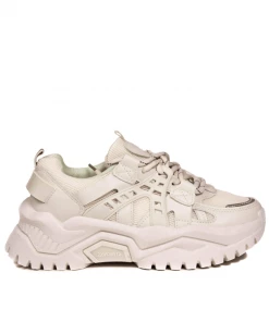 Bubu Beige PU Cross Trainer