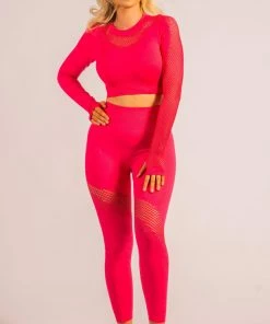 Bubu Gym Leggings - Pink High Waisted With Crop Top 7 Bubu Gym Leggings - Pink High Waisted With Crop Top