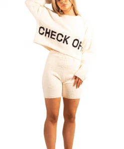 Bubu Loungewear White Teddy Two-Piece Lounge Set