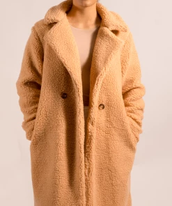 Bubu Camel Longline Borg Teddy Coat Jackets & Gilets