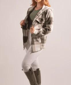 Bubu Jackets & Gilets Khaki Checked Hooded Shacket