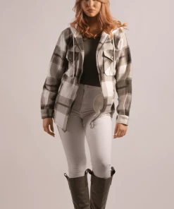 Bubu Jackets & Gilets Khaki Checked Hooded Shacket