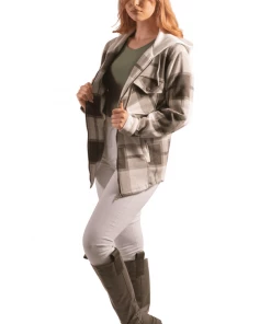 Bubu Jackets & Gilets Khaki Checked Hooded Shacket