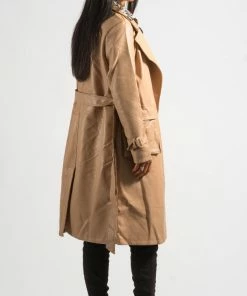 Bubu Long Camel PU Belted Coat