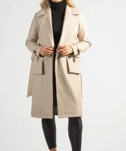 Bubu Long Cream PU Belted Coat