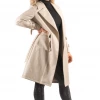 Bubu Long Cream PU Belted Coat