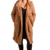 Bubu Mocha Longline Borg Teddy Coat Jackets & Gilets