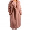 Bubu Jackets & Gilets Rose Pink Longline Borg Teddy Coat