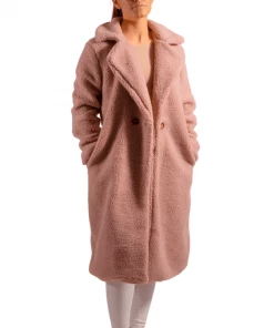 Bubu Jackets & Gilets Rose Pink Longline Borg Teddy Coat