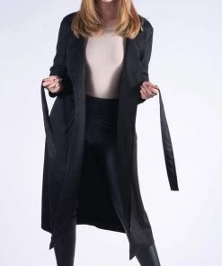 Bubu Jackets & Gilets Suedette Belted Duster Jacket Black 7 Bubu Jackets & Gilets Suedette Belted Duster Jacket Black