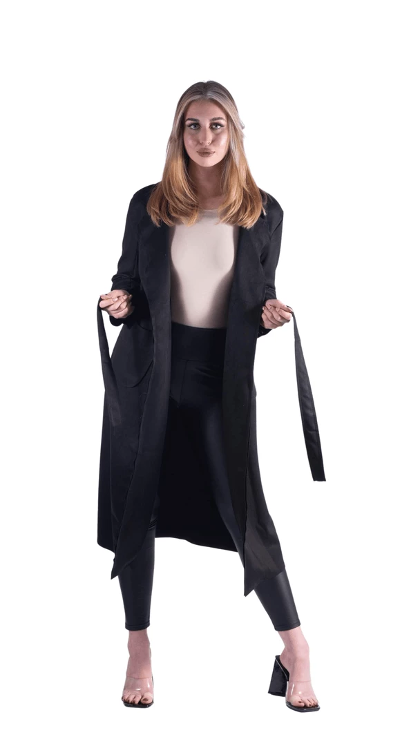 Bubu Jackets & Gilets Suedette Belted Duster Jacket Black 3 Bubu Jackets & Gilets Suedette Belted Duster Jacket Black