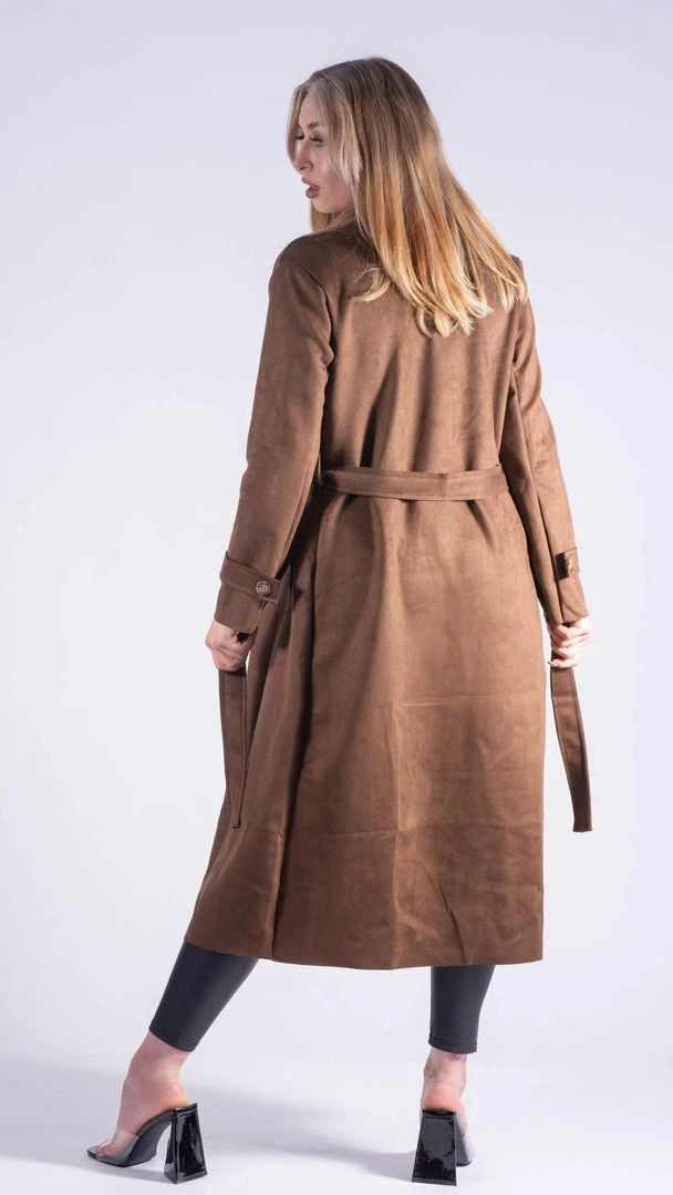 Bubu Suedette Belted Duster Jacket Brown 5 Bubu Suedette Belted Duster Jacket Brown
