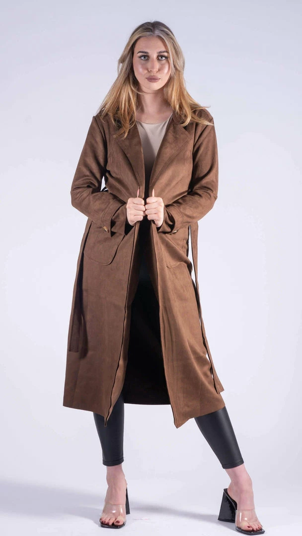 Bubu Suedette Belted Duster Jacket Brown 7 Bubu Suedette Belted Duster Jacket Brown