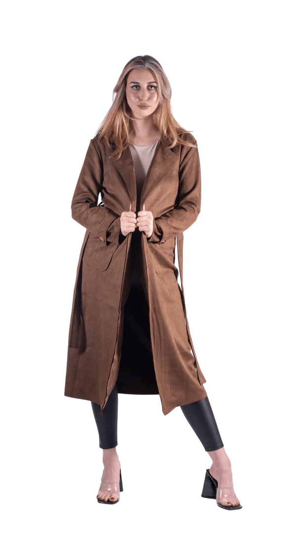 Bubu Suedette Belted Duster Jacket Brown 3 Bubu Suedette Belted Duster Jacket Brown
