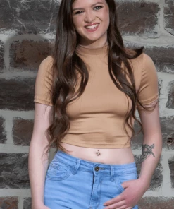 Bubu Scoop Back High Neck Crop Top