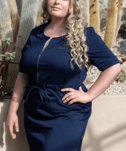 Bubu Clothing Short Sleeve Skater Denim Dress