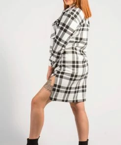 Bubu Dresses Black & White Check Fleece Dress