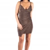 Bubu Bronze Metallic Strappy Mini Dress Dresses
