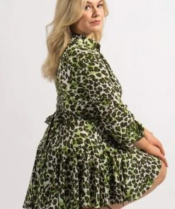 Bubu Dresses Green Animal Print Swing Dress