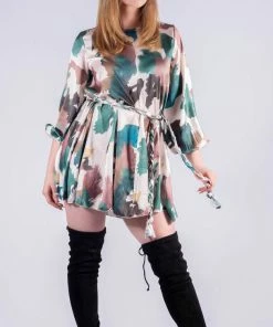 Bubu Dresses Green Camo Belted Swing Dress