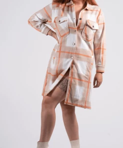 Bubu Orange Check Fleece Dress