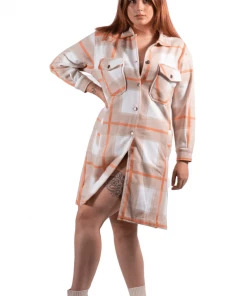 Bubu Orange Check Fleece Dress