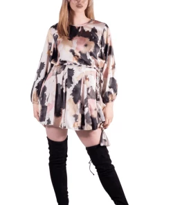 Bubu Pink Camo Belted Swing Dress