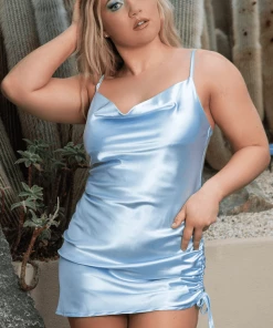 Bubu Clothing Satin Ruche Mini Dress