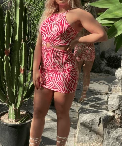 Bubu Ring Festival Zebra Print Mini Dress