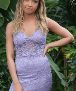 Bubu Lace Mid Panel Mesh Mini Dress