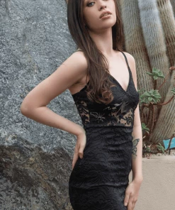 Bubu Lace Mid Panel Mesh Mini Dress