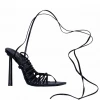 Bubu Black PU Lace Up Sandal Shoes