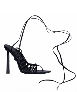 Bubu Black PU Lace Up Sandal Shoes