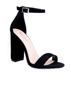 Bubu Black Suede Strappy Block Heel Shoes